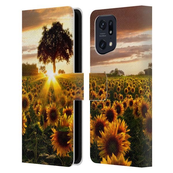 Celebrate Life Gallery Florals Fields Of Gold Leather Book Wallet Case Cover For OPPO Find X5