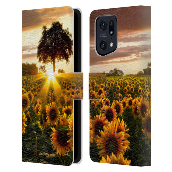 Celebrate Life Gallery Florals Fields Of Gold Leather Book Wallet Case Cover For OPPO Find X5 Pro