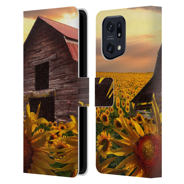 Celebrate Life Gallery Florals Sunflower Dance Leather Book Wallet Case Cover For OPPO Find X5 Pro