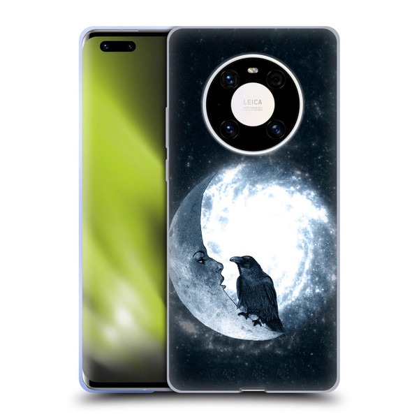 Barruf Animals Crow and Its Moon Soft Gel Case for Huawei Mate 40 Pro 5G