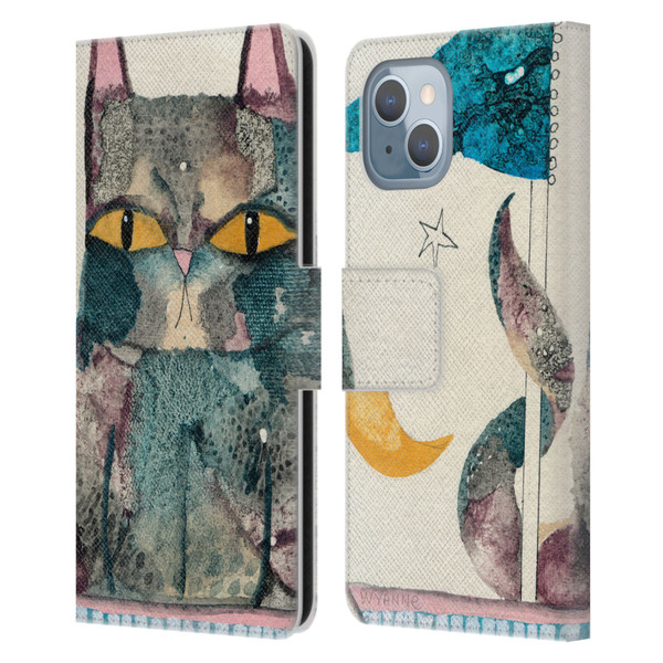 Wyanne Cat By The Light Of The Moon Leather Book Wallet Case Cover For Apple iPhone 14