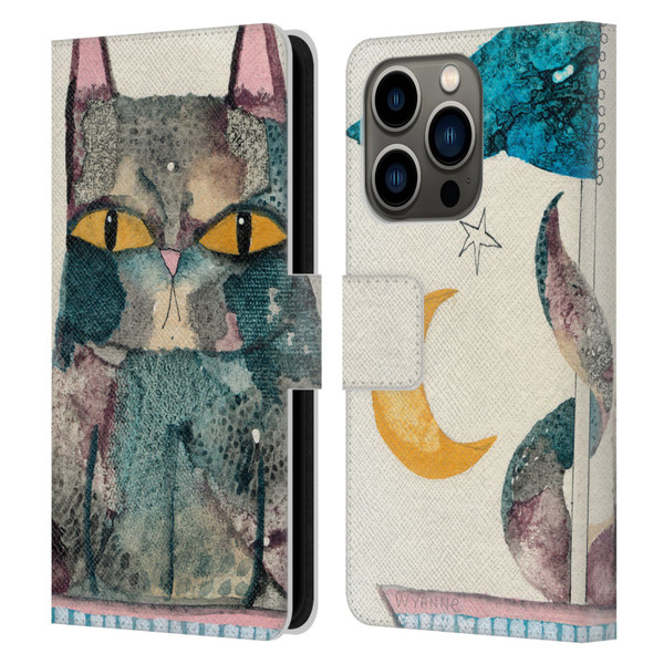 Wyanne Cat By The Light Of The Moon Leather Book Wallet Case Cover For Apple iPhone 14 Pro