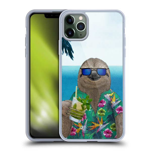 Barruf Animals Sloth In Summer Soft Gel Case for Apple iPhone 11 Pro Max