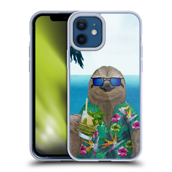Barruf Animals Sloth In Summer Soft Gel Case for Apple iPhone 12 / iPhone 12 Pro