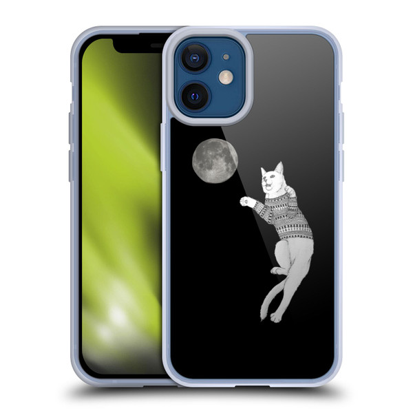 Barruf Animals Cat-ch The Moon Soft Gel Case for Apple iPhone 12 Mini