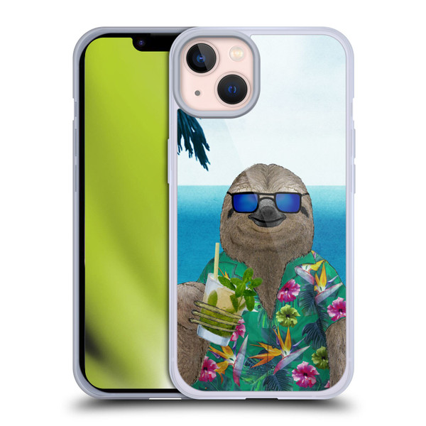 Barruf Animals Sloth In Summer Soft Gel Case for Apple iPhone 13