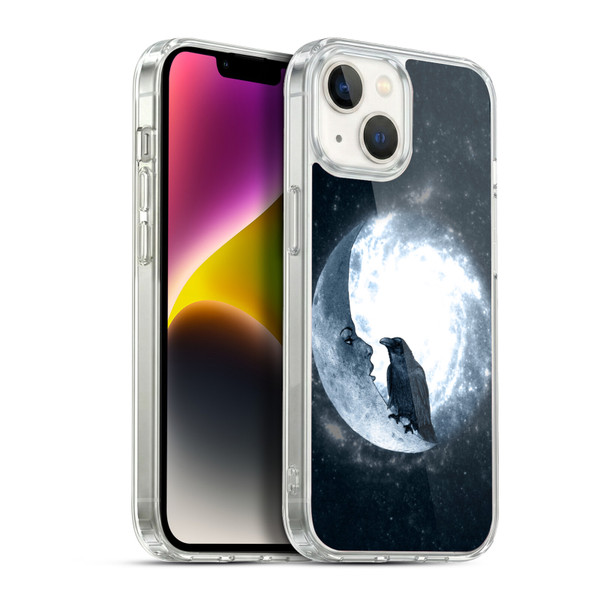 Barruf Animals Crow and Its Moon Soft Gel Case for Apple iPhone 14
