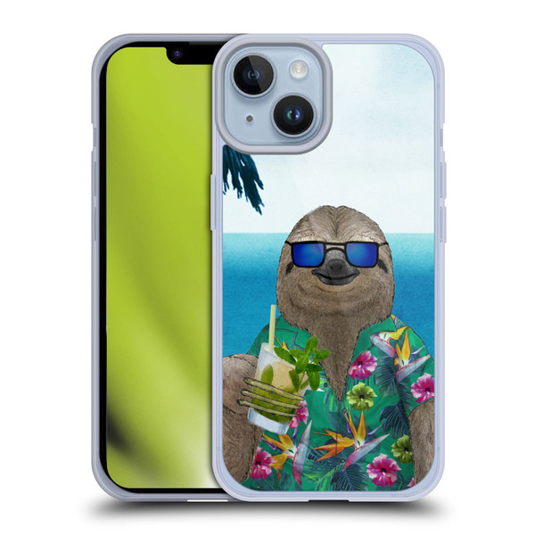 Barruf Animals Sloth In Summer Soft Gel Case for Apple iPhone 14