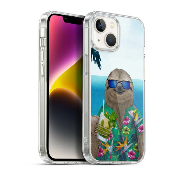 Barruf Animals Sloth In Summer Soft Gel Case for Apple iPhone 14