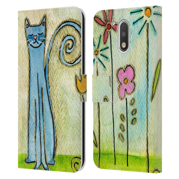 Wyanne Cat Blue Cat In The Flower Garden Leather Book Wallet Case Cover For Motorola Moto G41