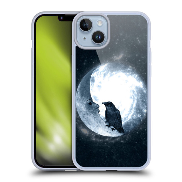 Barruf Animals Crow and Its Moon Soft Gel Case for Apple iPhone 14 Plus