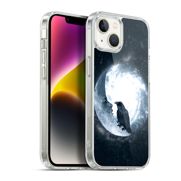 Barruf Animals Crow and Its Moon Soft Gel Case for Apple iPhone 14 Plus & MagSafe