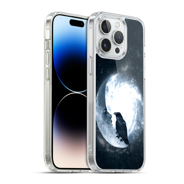 Barruf Animals Crow and Its Moon Soft Gel Case for Apple iPhone 14 Pro Max & MagSafe