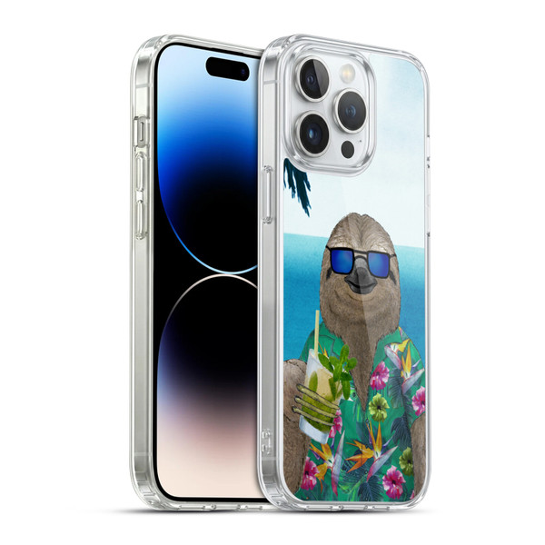 Barruf Animals Sloth In Summer Soft Gel Case for Apple iPhone 14 Pro Max & MagSafe