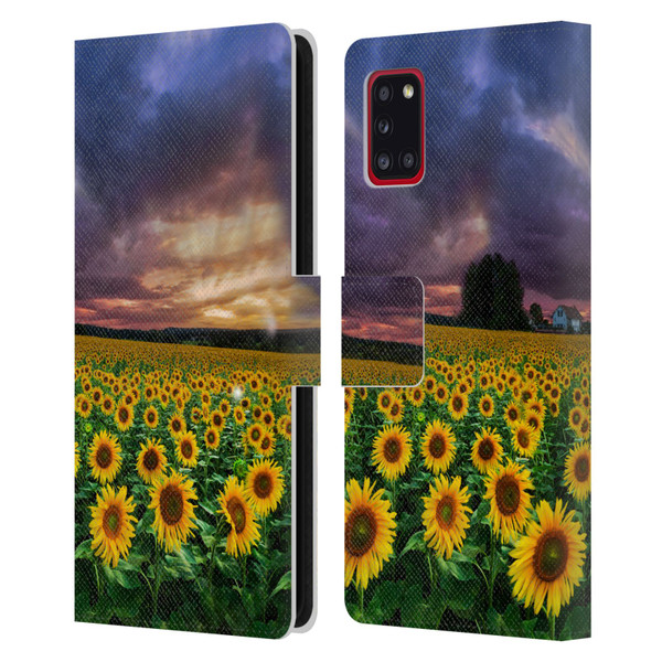 Celebrate Life Gallery Florals Stormy Sunrise Leather Book Wallet Case Cover For Samsung Galaxy A31 (2020)
