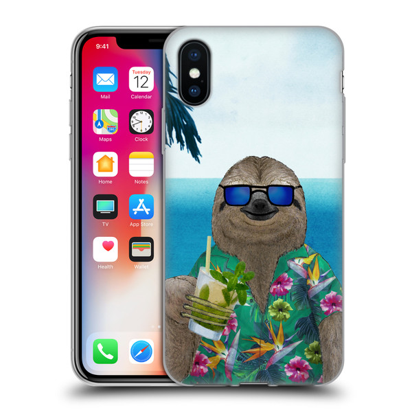 Barruf Animals Sloth In Summer Soft Gel Case for Apple iPhone X / iPhone XS
