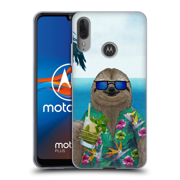 Barruf Animals Sloth In Summer Soft Gel Case for Motorola Moto E6 Plus