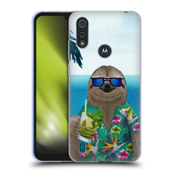 Barruf Animals Sloth In Summer Soft Gel Case for Motorola Moto E6s (2020)