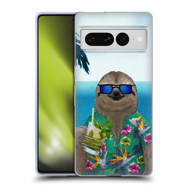 Barruf Animals Sloth In Summer Soft Gel Case for Google Pixel 7 Pro