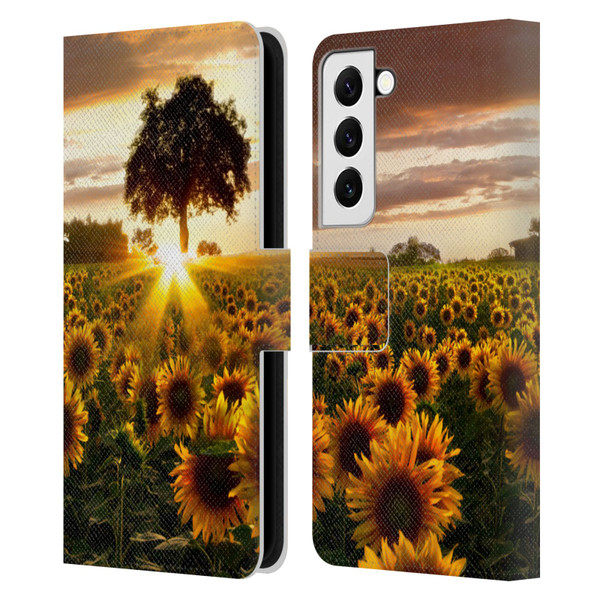 Celebrate Life Gallery Florals Fields Of Gold Leather Book Wallet Case Cover For Samsung Galaxy S22 5G