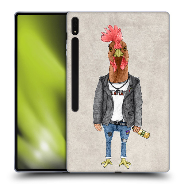 Barruf Animals Punk Rooster Soft Gel Case for Samsung Galaxy Tab S8 Ultra