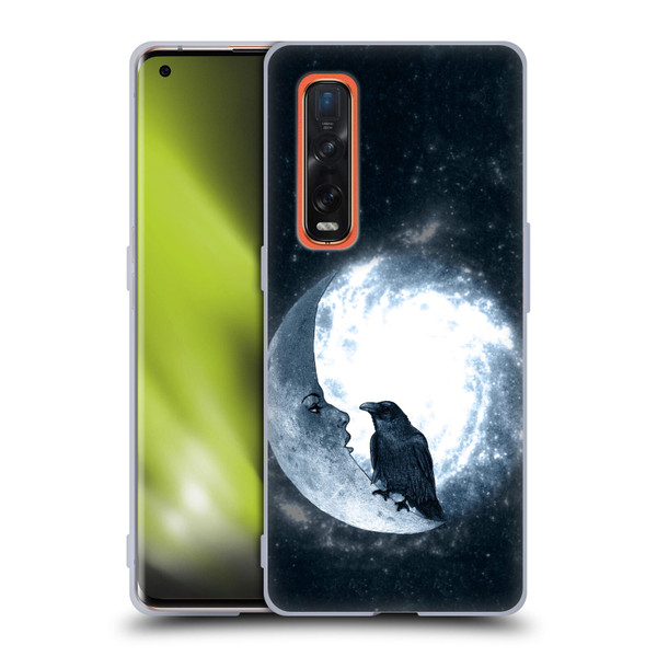 Barruf Animals Crow and Its Moon Soft Gel Case for OPPO Find X2 Pro 5G