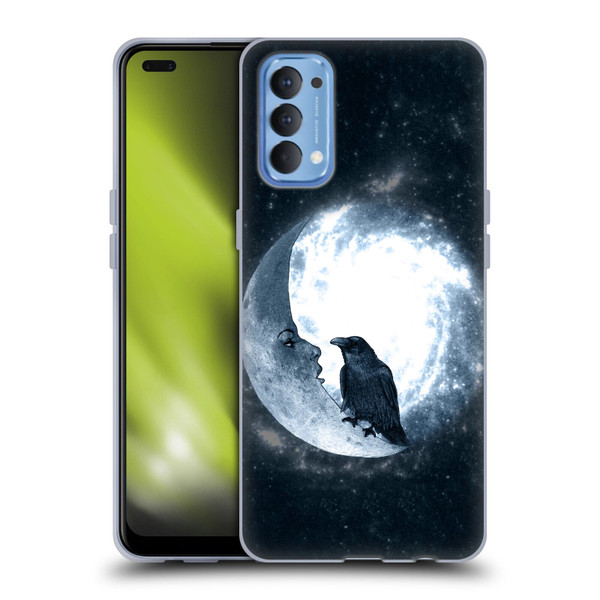 Barruf Animals Crow and Its Moon Soft Gel Case for OPPO Reno 4 5G