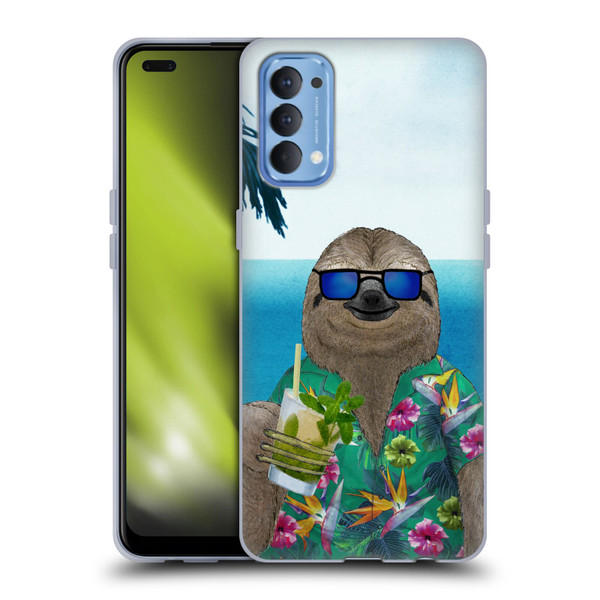 Barruf Animals Sloth In Summer Soft Gel Case for OPPO Reno 4 5G