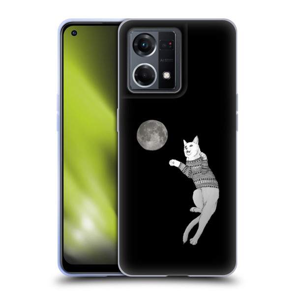 Barruf Animals Cat-ch The Moon Soft Gel Case for OPPO Reno8 4G