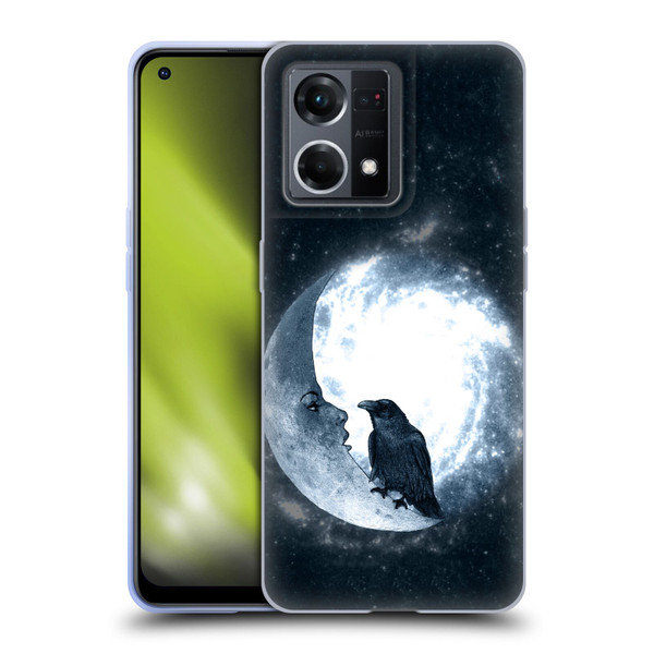 Barruf Animals Crow and Its Moon Soft Gel Case for OPPO Reno8 4G