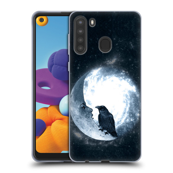Barruf Animals Crow and Its Moon Soft Gel Case for Samsung Galaxy A21 (2020)