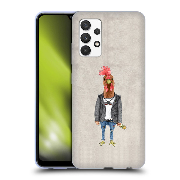 Barruf Animals Punk Rooster Soft Gel Case for Samsung Galaxy A32 (2021)