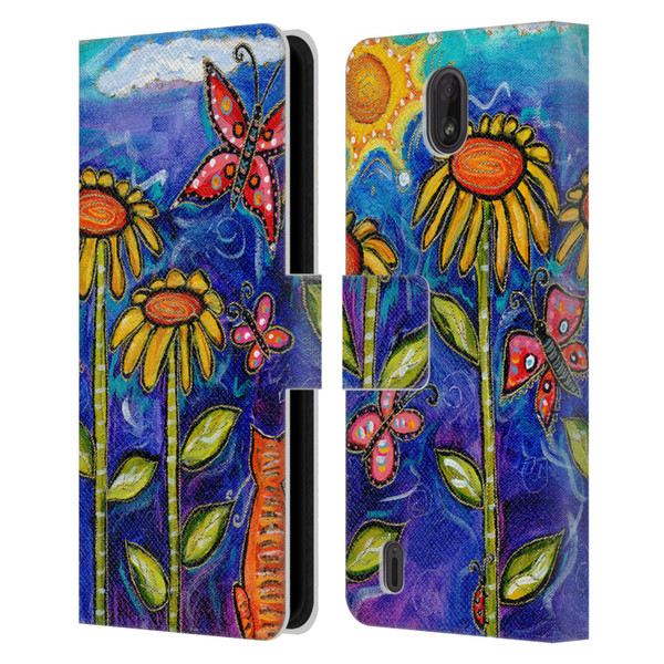 Wyanne Nature 2 Sundown Sunflowers Leather Book Wallet Case Cover For Nokia C01 Plus/C1 2nd Edition