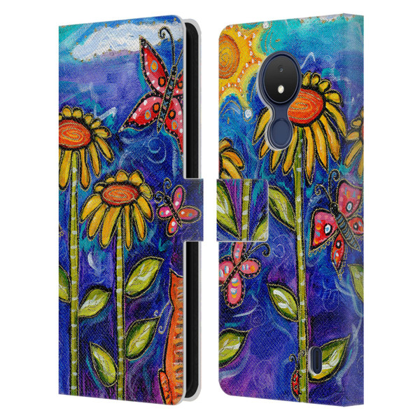 Wyanne Nature 2 Sundown Sunflowers Leather Book Wallet Case Cover For Nokia C21