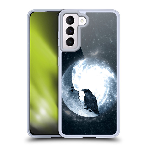 Barruf Animals Crow and Its Moon Soft Gel Case for Samsung Galaxy S21 5G