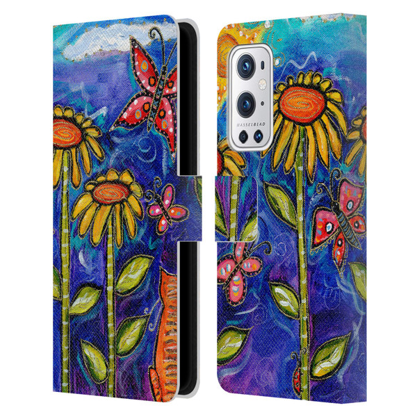 Wyanne Nature 2 Sundown Sunflowers Leather Book Wallet Case Cover For OnePlus 9 Pro