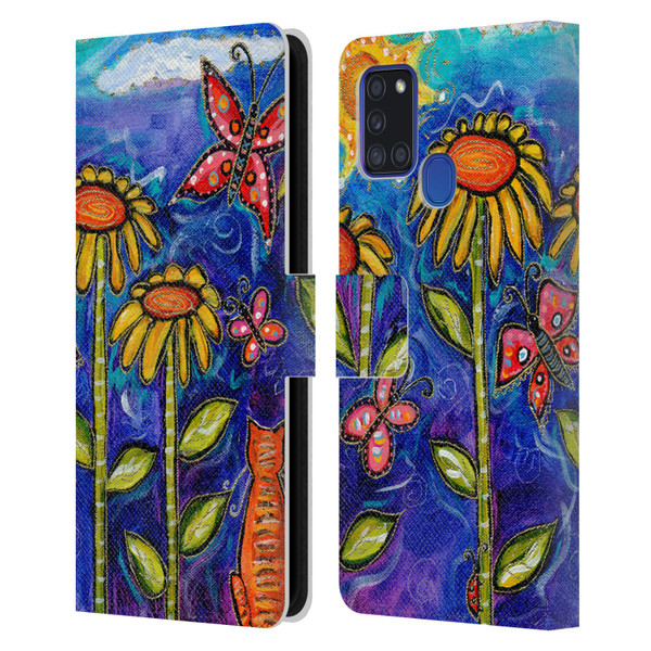 Wyanne Nature 2 Sundown Sunflowers Leather Book Wallet Case Cover For Samsung Galaxy A21s (2020)