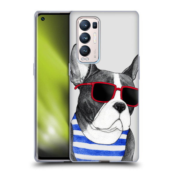 Barruf Dogs Frenchie Summer Style Soft Gel Case for OPPO Find X3 Neo / Reno5 Pro+ 5G
