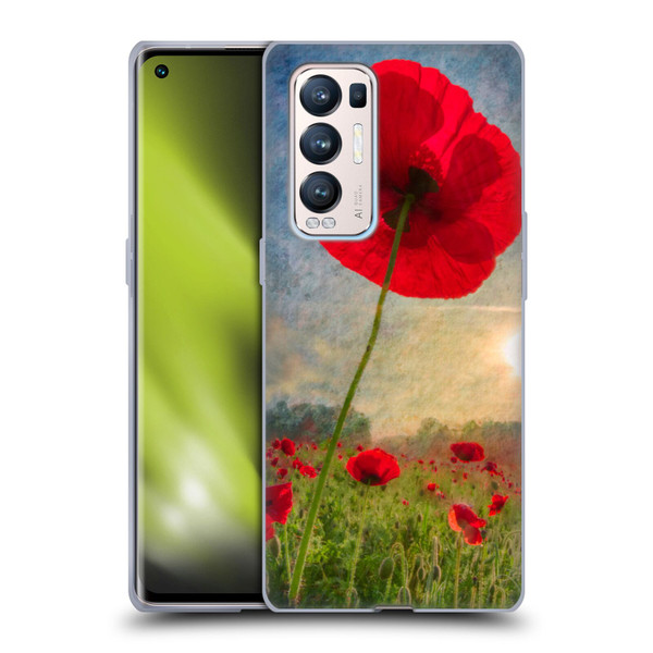 Celebrate Life Gallery Florals Red Flower Soft Gel Case for OPPO Find X3 Neo / Reno5 Pro+ 5G