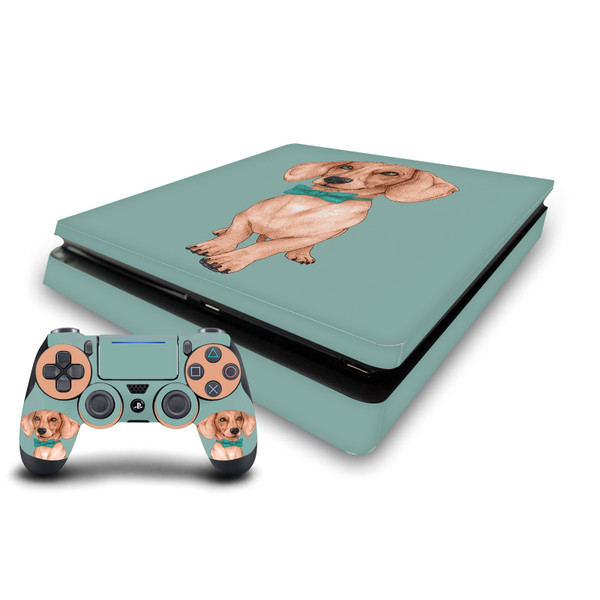 Barruf Art Mix Dachshund, The Wiener Vinyl Sticker Skin Decal Cover for Sony PS4 Slim Console & Controller