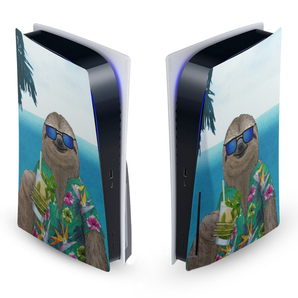 Barruf Art Mix Sloth In Summer Vinyl Sticker Skin Decal Cover for Sony PS5 Disc Edition Console