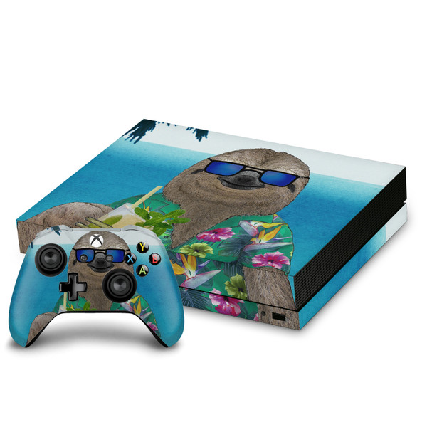 Barruf Art Mix Sloth In Summer Vinyl Sticker Skin Decal Cover for Microsoft Xbox One X Bundle