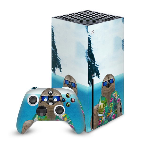 Barruf Art Mix Sloth In Summer Vinyl Sticker Skin Decal Cover for Microsoft Series X Console & Controller