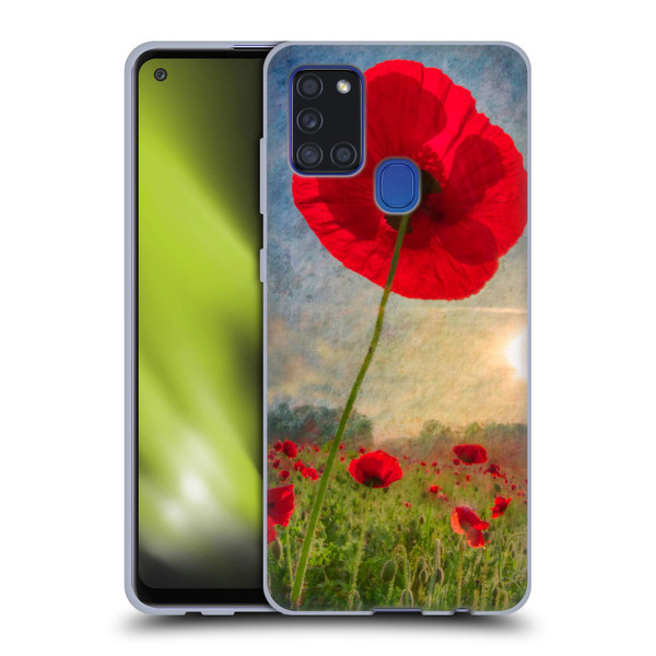 Celebrate Life Gallery Florals Red Flower Soft Gel Case for Samsung Galaxy A21s (2020)