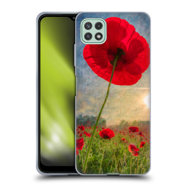 Celebrate Life Gallery Florals Red Flower Soft Gel Case for Samsung Galaxy A22 5G / F42 5G (2021)