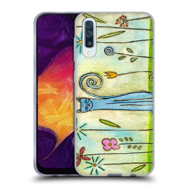 Wyanne Cat Blue Cat In The Flower Garden Soft Gel Case for Samsung Galaxy A50/A30s (2019)