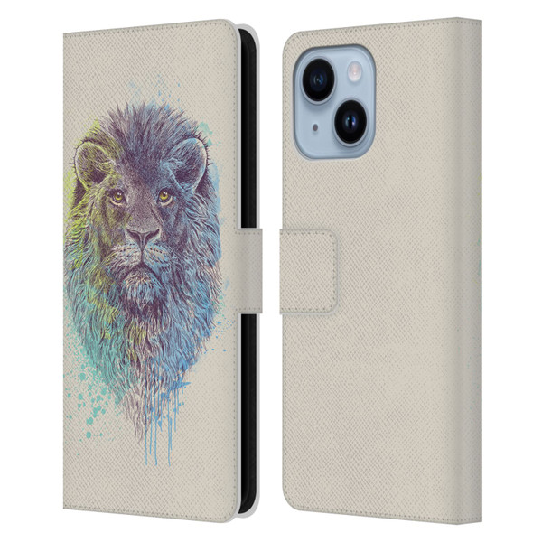 Rachel Caldwell Animals 3 Lion Leather Book Wallet Case Cover For Apple iPhone 14 Plus