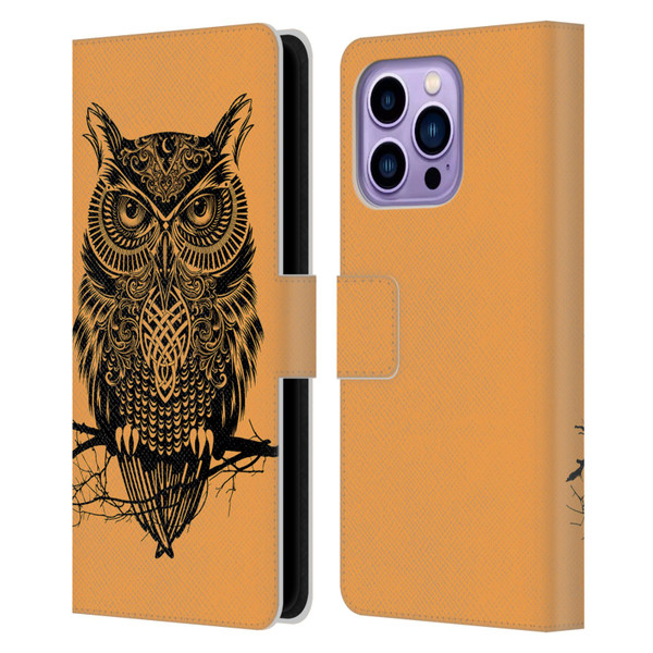 Rachel Caldwell Animals 3 Owl 2 Leather Book Wallet Case Cover For Apple iPhone 14 Pro Max