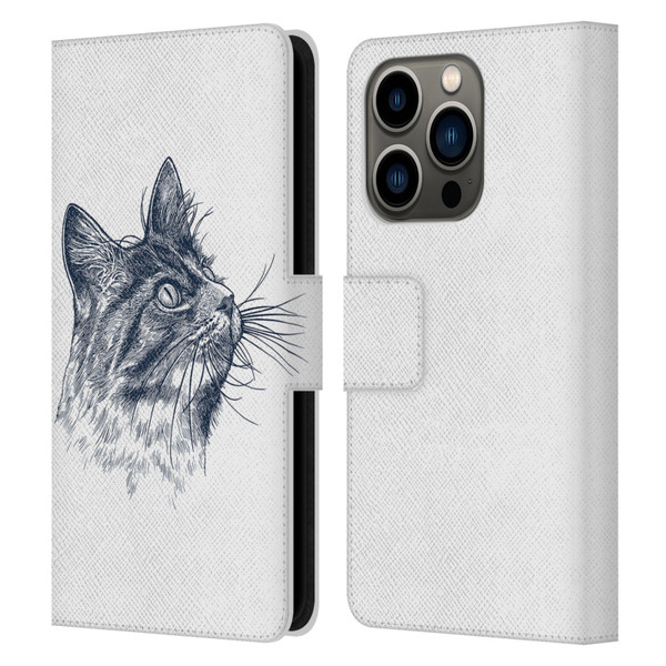 Rachel Caldwell Animals 3 Cat Leather Book Wallet Case Cover For Apple iPhone 14 Pro