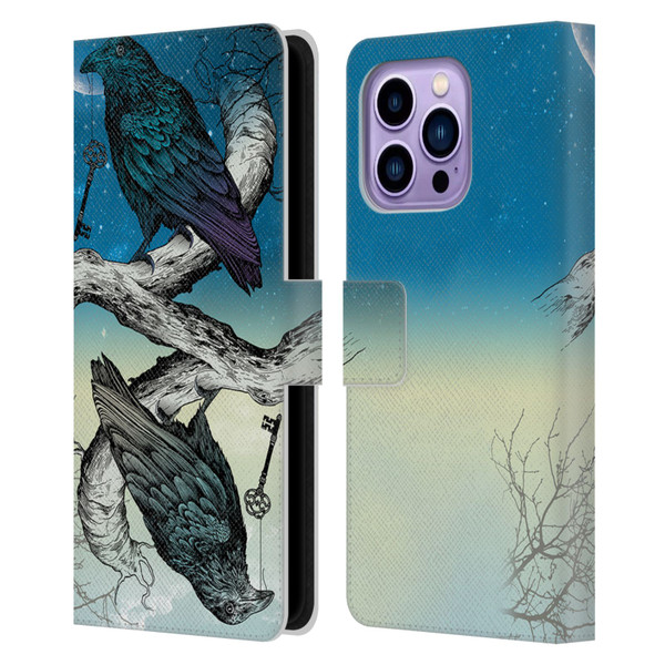 Rachel Caldwell Animals 3 Raven Leather Book Wallet Case Cover For Apple iPhone 14 Pro Max
